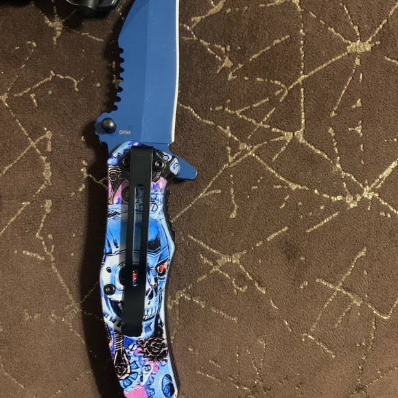 Other - Blue and Graphic Folding Knife